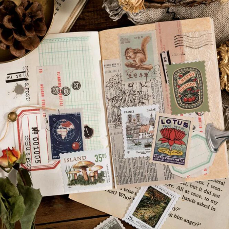 46 шт./компл. почтовые штампы наклейки в стиле ретро несколько стилей сделай сам