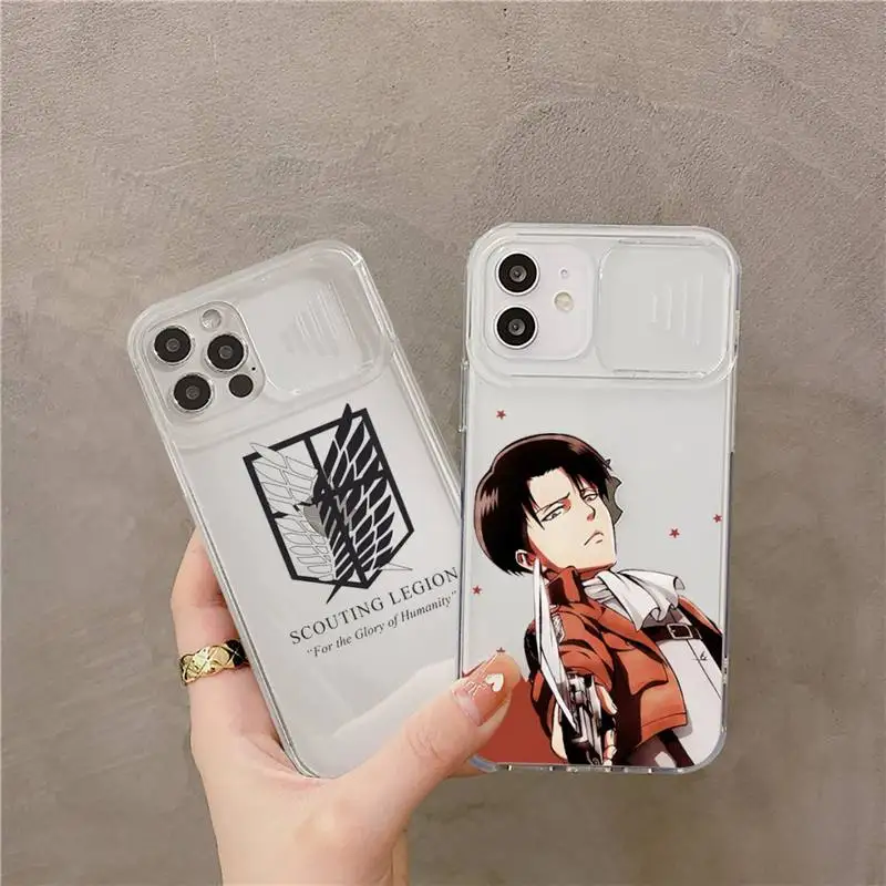 

Attack on titan japanes anime Phone Case Transparent Camera Protection for iPhone 12 11 8 7 se 2020 mini pro X XS XR MAX Plus