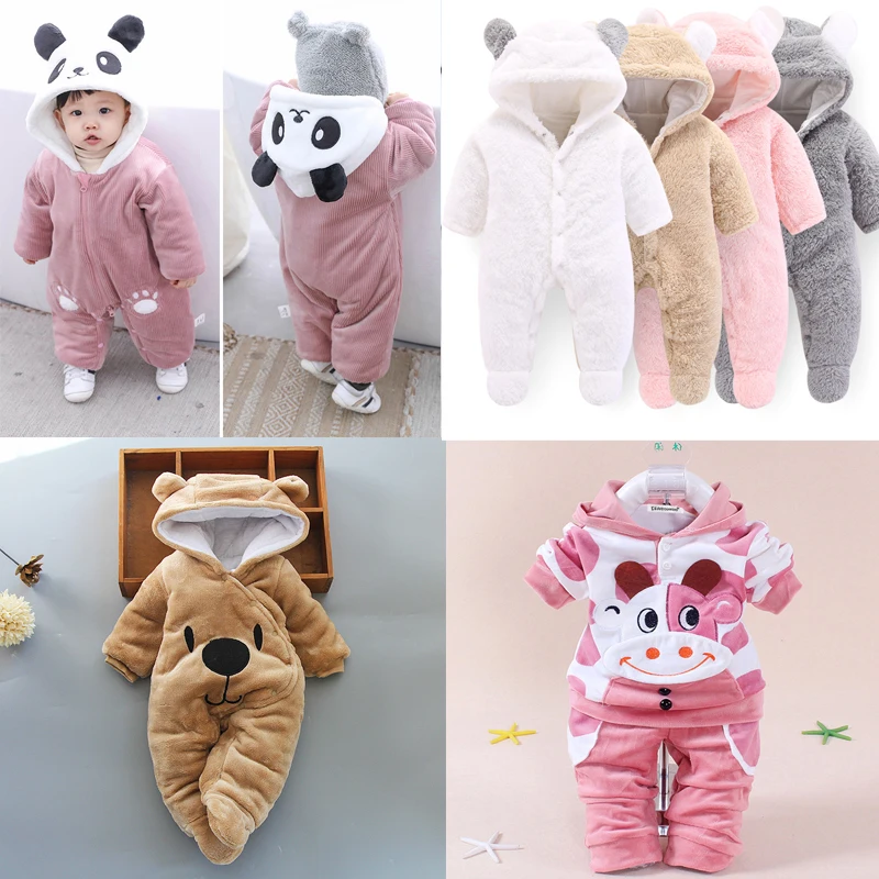 Зимняя одежда на молнии для новорожденных детский комбинезон маленькие