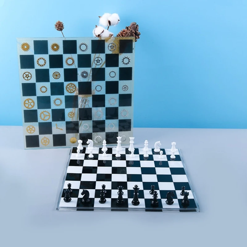 

1 Set DIY Chess Board Crystal Epoxy Resin Mold Chess+Checkerboard Silicone Mould