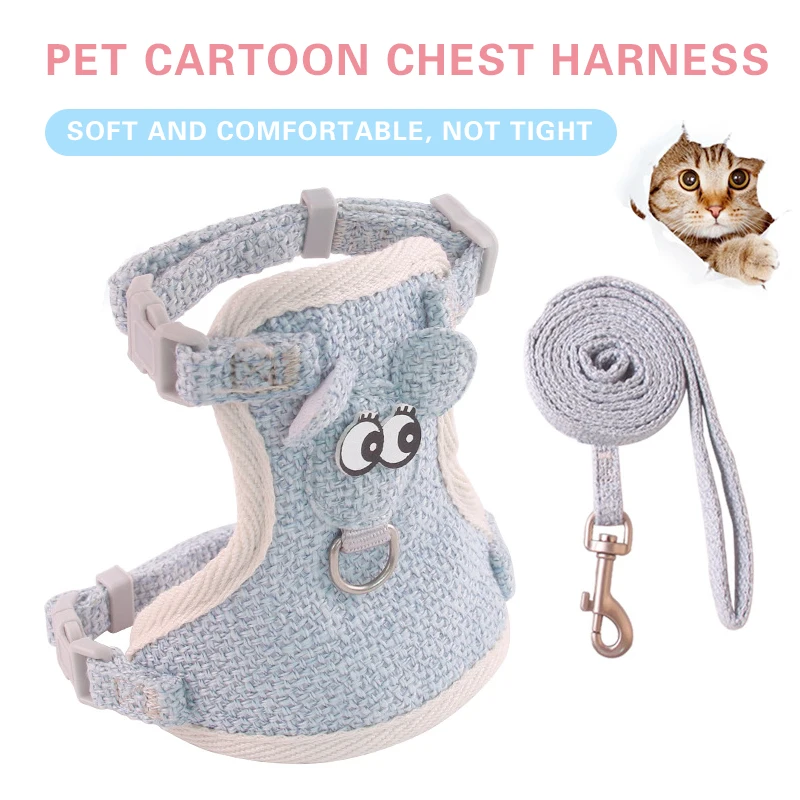 

Cute Pet Harness Cat Dog Vest Soft Breathable Mesh Puppy Lead Leash Outdoor Walking Cats Chest Strap For Dogs Safety Training