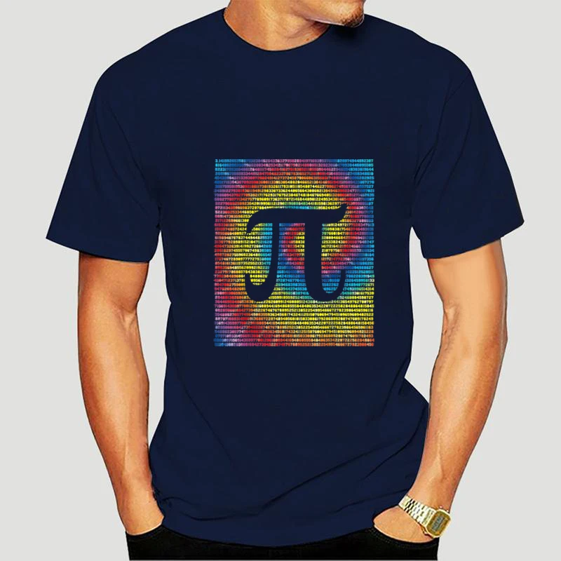 

New Men's Casual 100% Cotton Short Sleeve T-Shirt Mathematics Symbol Pi Printing O-neck T-shirt Casual Hip Hop T-shirt for Men