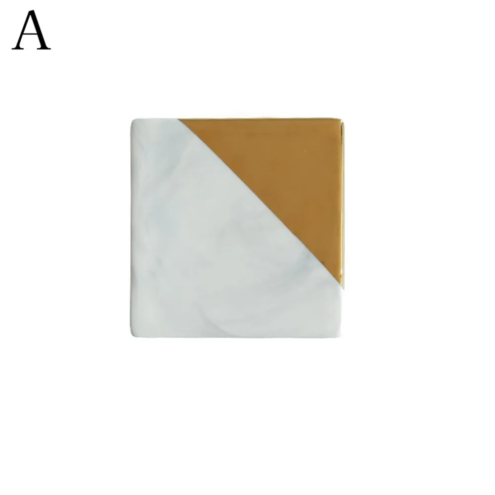 

1PC Gold Plated Marble Pattern Drink Coaster Coffee Tea Pads Ceramic Cup Mat Table Placemats Table Decoration Accessories