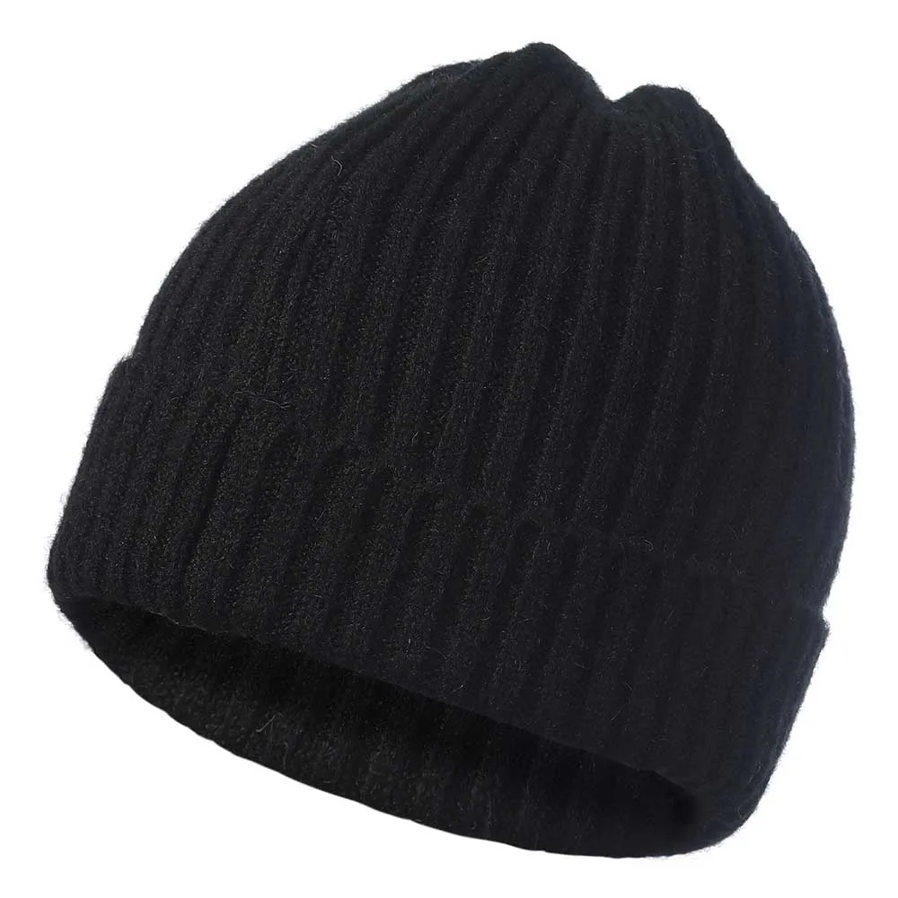 WELROG зимняя вязаная женская мешковатая шапка бини для девочек Skullies шапка новая мода однотонные Черные Серые полосатые зимние шапки - Цвет: Черный