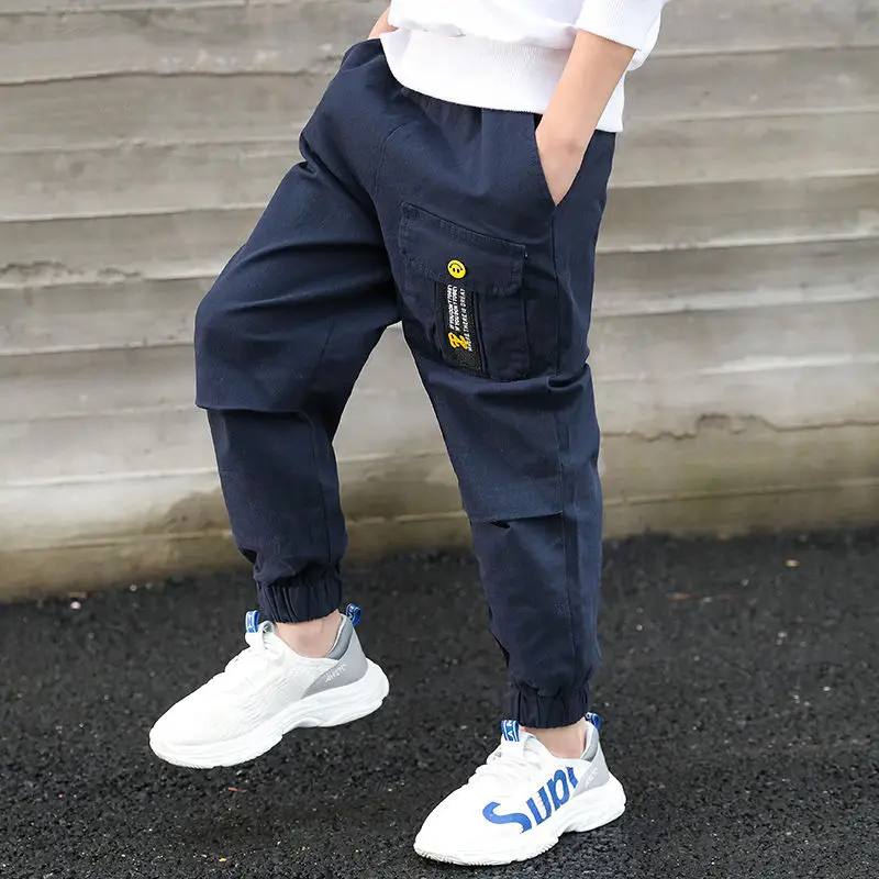 Kids Sports Pants Cotton Boys Pants Spring Teenage Kids Trousers For Boys Clothes Elastic Waist Long Pants 4 6 8 10 12 14 Years