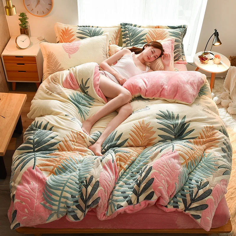 

Fleece Quilt Cover for Bedroom Flannel Winter Warm Comforter Cover Bedding Adult Kids Double Twin Full Queen King Duvet Cover