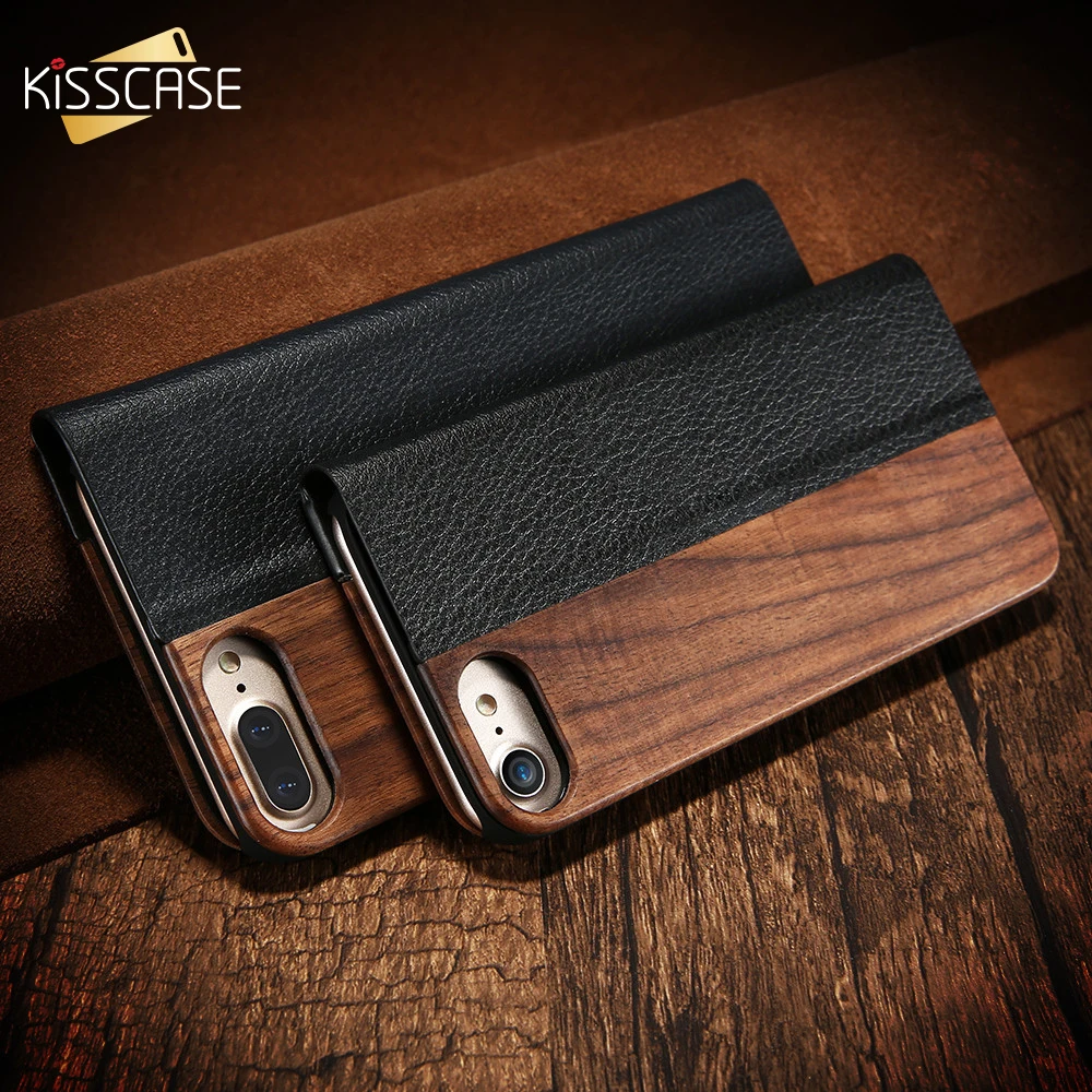 Kisscase для iPhone 7 6 6S плюс реальные деревянные флип чехол для iPhone 6 6S 7 натурального дерева из искусственной кожи стенд Крышка для iPhone 6 6S плюс чехол на айфон 6 6S 7 плюс чехлы на айфон 7 8 6 6S плюс