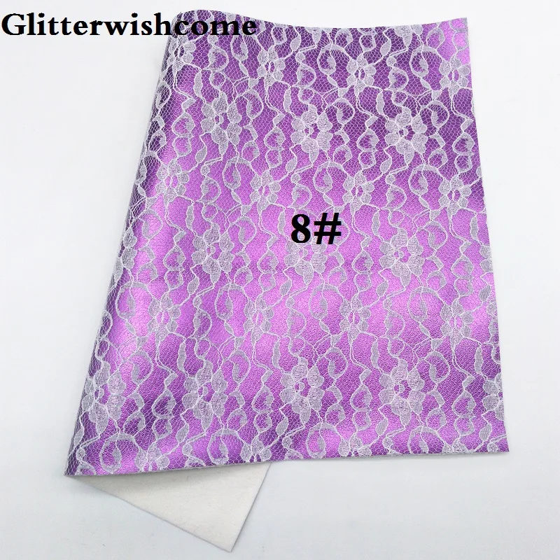 Glitterwishcome 21X29 см A4 размер винил для бантов металлик Синтетическая кожа со стеганым кружевом искусственная кожа листы для бантов, GM093A - Цвет: 8