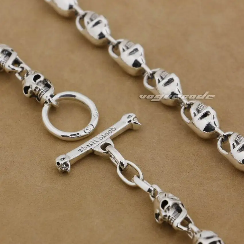 925 пробы Серебряная цепочка с черепами мужское байкерское ожерелье в стиле
