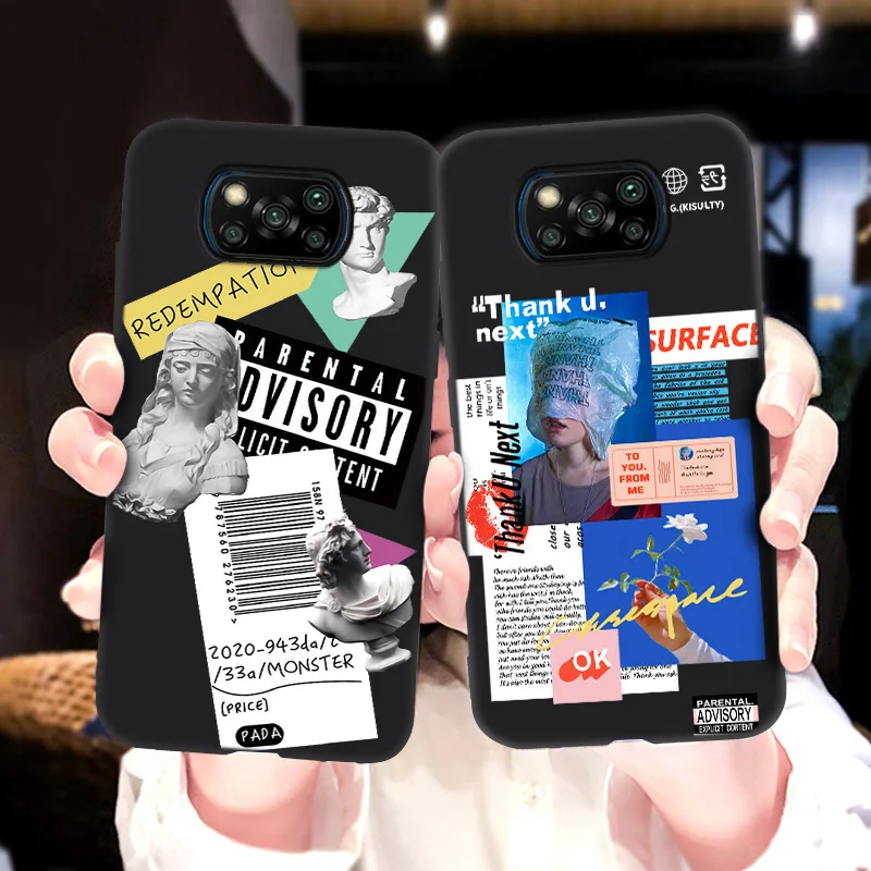 fashion label phone case for xiaomi poco x3 pro case funda on xiaomi pocox3 nfc f3 m3 m4 f2 pro pocophone f1 cover silicon shell free global shipping