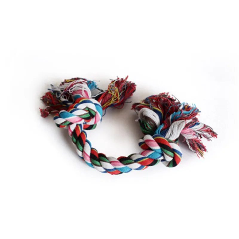 

1pcs Pet Dog Puppy Double Cotton Chew Knot Toys Pet Supplies Clean Teeth Durable Braided Bone Rope Random Color Pet Molar Toy