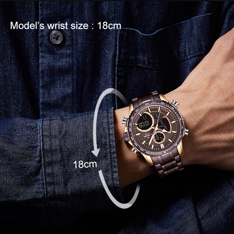 

NAVIFORCE Watches Mens Digital Sport Watch Military Quartz Wristwatch Male Steel strap Waterproof Luxury Clock Relogio Masculino