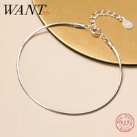 wantme minimalist silver snake bone charm braceletbangle for women genuine 925 sterling silver daily life teen jewelry gift