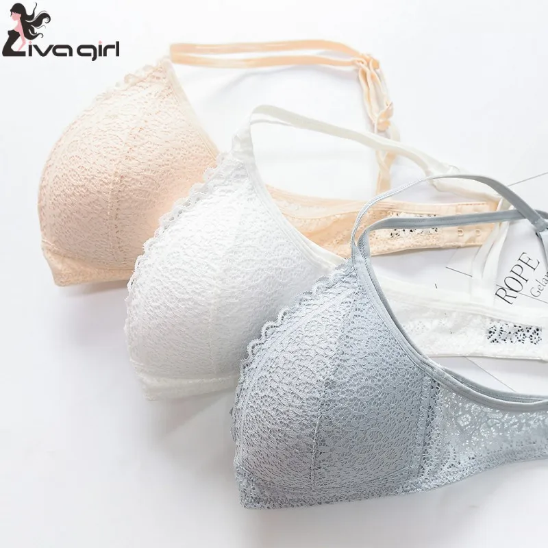 New Lace Sexy Triangle Cup Bra Set Women High Quality Push Up No steel Ring Wire Free Lingerie Jacquard Panties Sets | Женская одежда