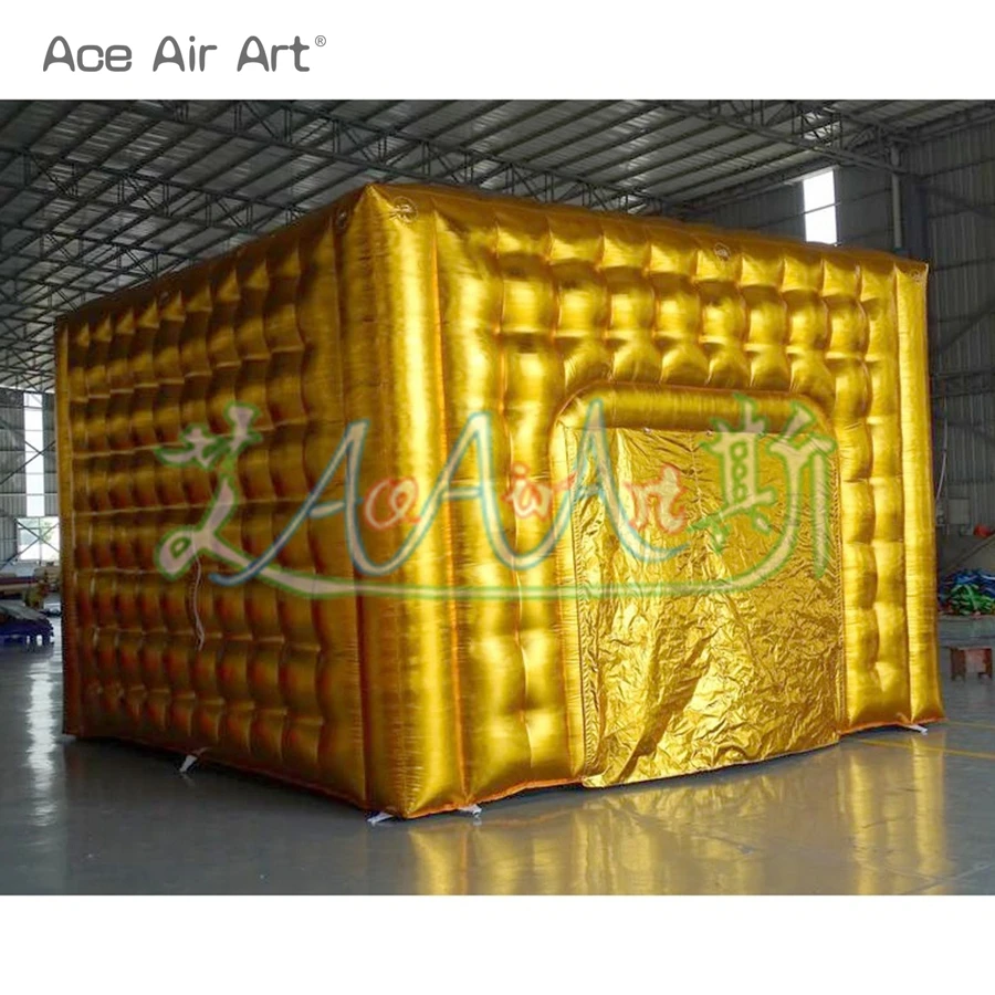 Портативный надувные золотой куб палатка модно воздуха квадратный вечерние