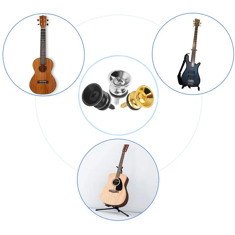 2pcs gitarre strap locks ende pins schwanz nagel lock taste heringe schraube flach kopf für akustische klassische e gitarre bass ukulele free glo