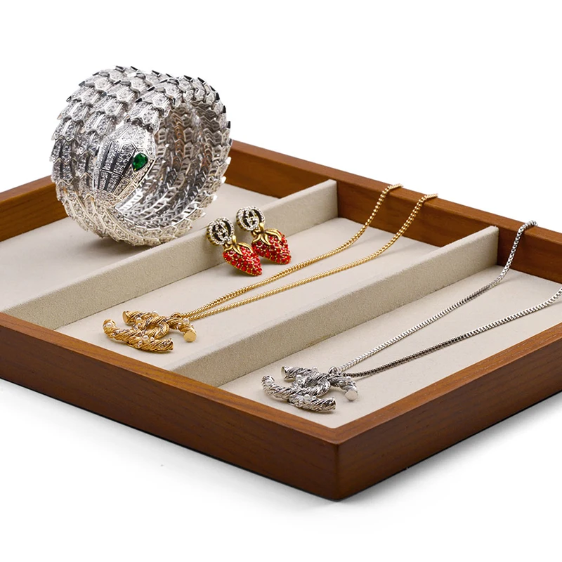 The New Jewelry Tray Solid Wood Three Grid Plate Ring Necklace Bracelet Storage Tray Shop To See The Pallet