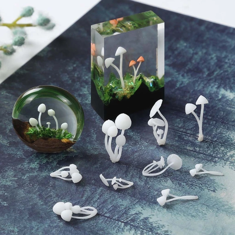 

Silicone Mini Mushroom Tree Modeling Resin Mold Rose Deer Landspace Fillings Resin Jewelry Casting Fillers Kit Art Craft