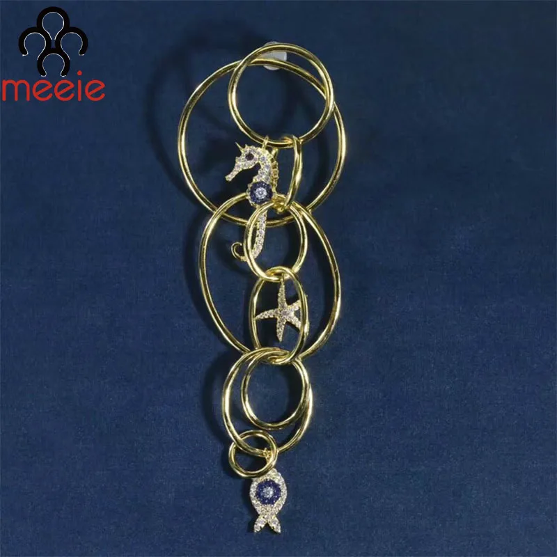 Meeie 925 Sterling Silver Charm Jewelry June New Drill Multi-Ring Long Temperament Earrings Female Single Senior Personality | Украшения и
