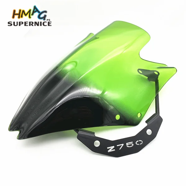 

Smoke Clear Motorcycle For Kawasaki Z750 Z 750 Z750R 2007-2012 MOTO Windshield Wind Deflectore Windscreens With Support