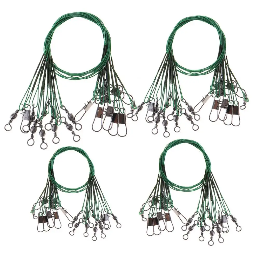 40 шт./лот рыболовная леска из нержавеющей стали против укуса Вертлюг трос с