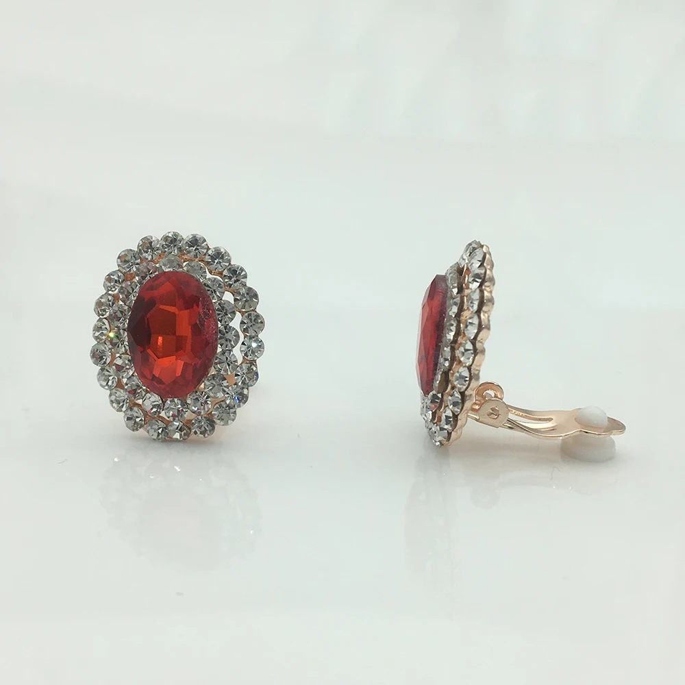 Женские серьги-клипсы красные большие стразы Ювелирное Украшение в европейском