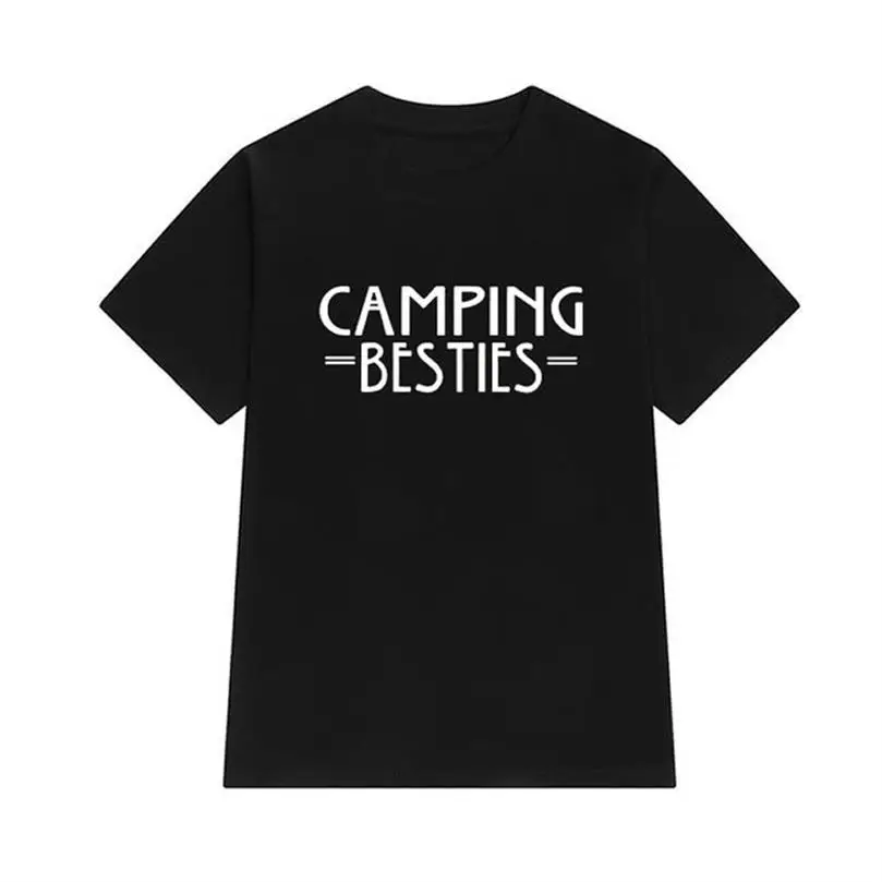 

Футболка женская с коротким рукавом, 100% хлопок, с надписью «Besties», для кемпинга, в стиле панк