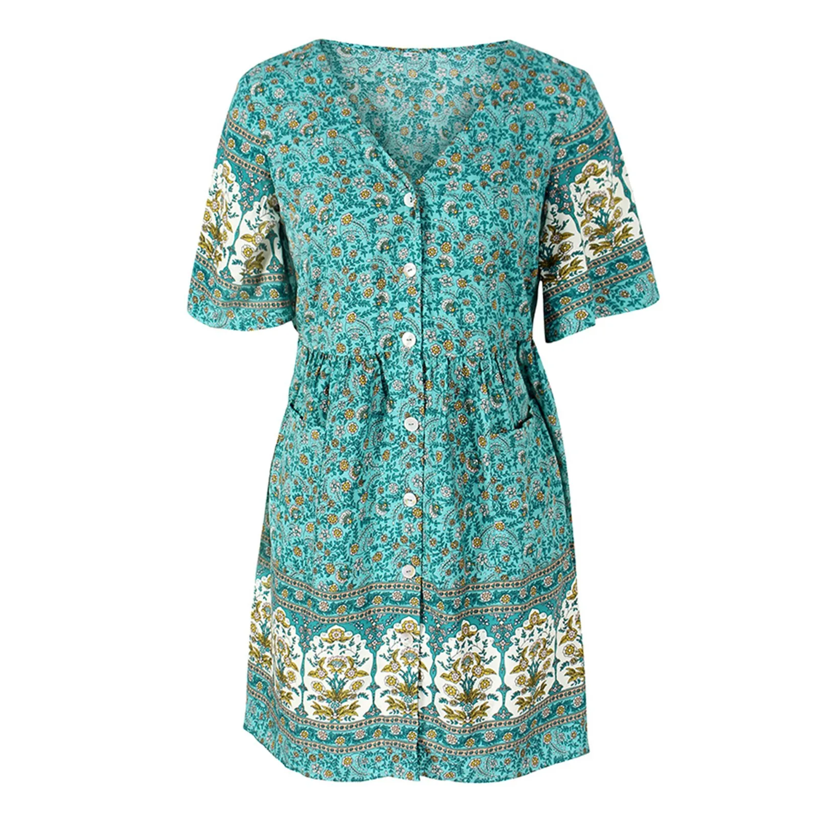 

Summer Bohemain Dresses For Women Short Sleeve Floral Layered Mini Dress Holiday Party Cocktail Dress 2021 Robe Femme Z40