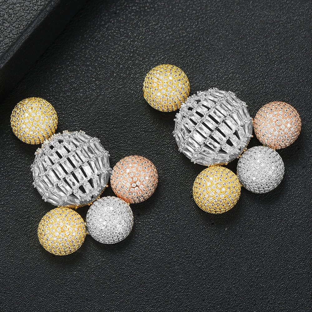 Роскошные серьги-подвески LARRAURI с круглыми шариками свадебные серьги фианитом