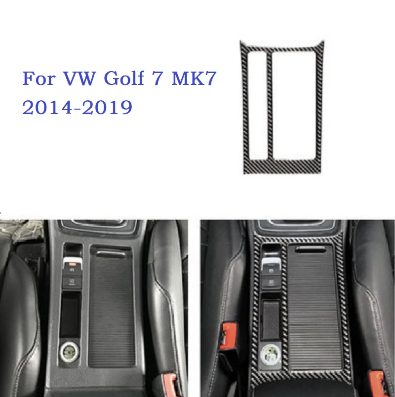 

Fit For Golf MK7 GTI R 2014-2019 Real Carbon Fiber Interior Center Water Cup Holder Panel Trim Car Accessories
