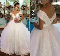 vestidos de noiva gorgeous princess ball gown wedding dresses 2021 off the shoulder sequined bridal gowns custom made