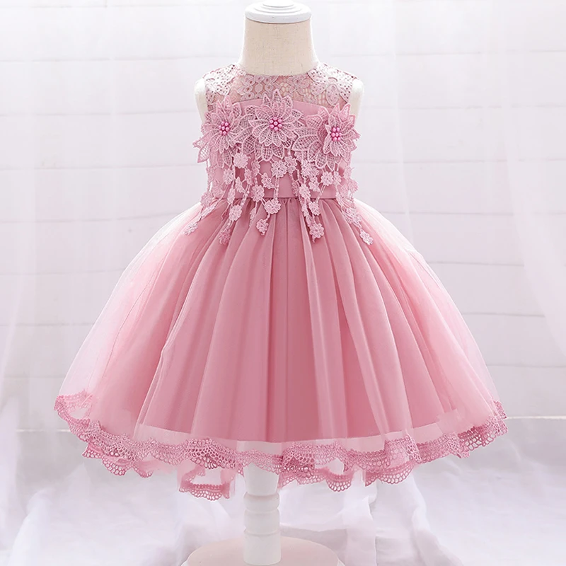 

Новое платье на первый день рождения для маленьких девочек, платье для вечеринки в честь крещения в виде Луны, детский праздничный смокинг без рукавов с аппликацией и бисером для вечеринки