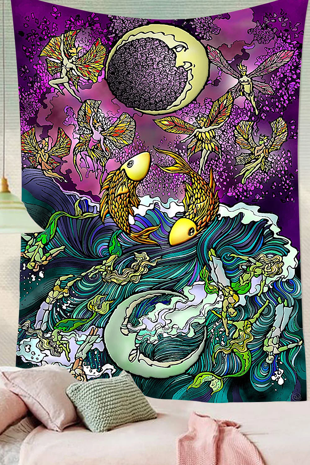 Открытки Simsant Таро гобелен хиппи смело девушка Луна Звезда искусство настенный