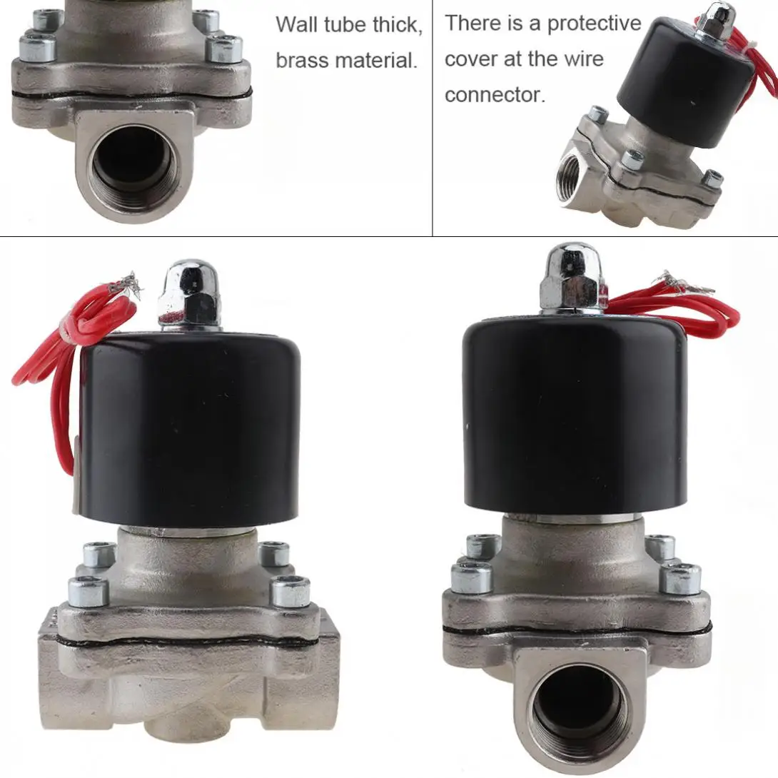 

1/2" DC 12V Normally Closed Type Stainless Steel Electric Solenoid Valve with Two-position and 1/2" Pipe Interface