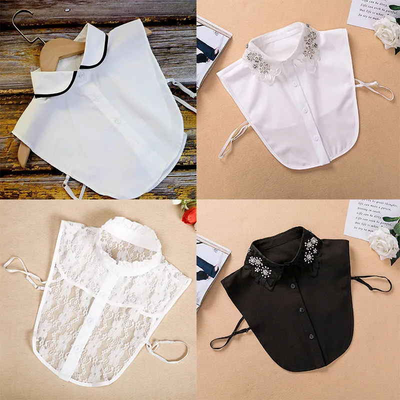 Женская рубашка с отстегивающимся воротником стойкой воротник обманка со