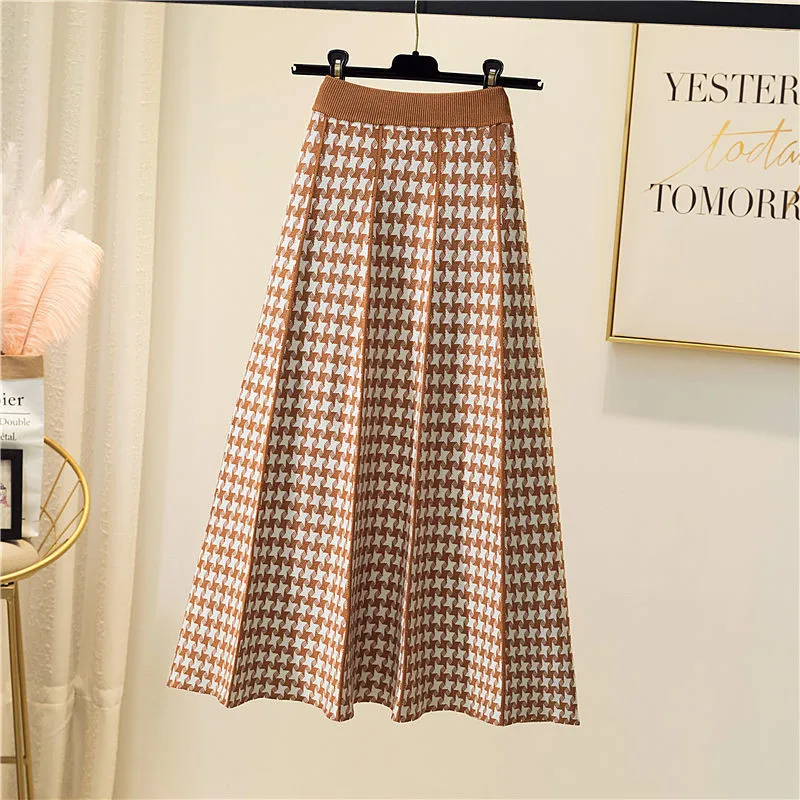 Женские юбки трикотажные A-Line платье с завышенной талией Юбка-миди