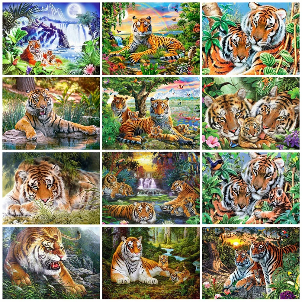 EverShine алмазная вышивка полная выкладка животные мозаика тигр картины стразами