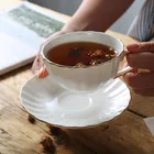 Классический керамический набор кофейных чашек, английская чашка для послеобеденного кафе, чая, молока, чашка из костяного фарфора, кофе, кафе, блюдце, костюм с комплектом посуды