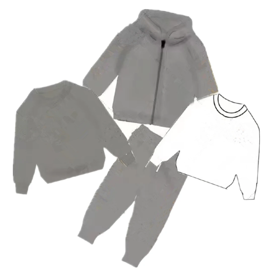 

Spring new children's fashion printed bear suit grey cardigan + Pullover Sweater + Pants Boys' and girls' autumn and winter suit
