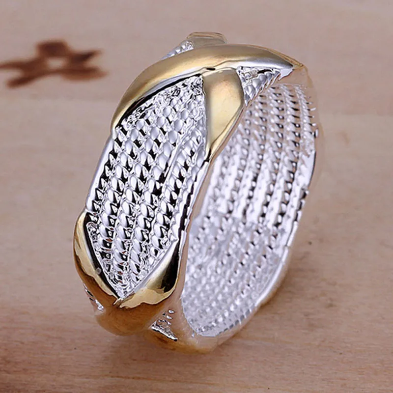 

Alta qualidade 925 anel de prata clÃ¡ssico rede anÃ©is de dedo redondo tamanho 6 7 8 9 anÃ©is de jÃ³ias de cor de prata dos homens d