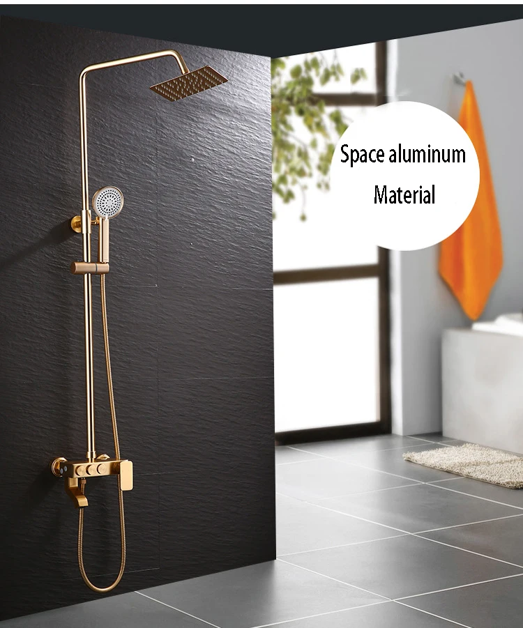 Роскошный Золотой набор для душа смесители ванны смеситель черная душевая