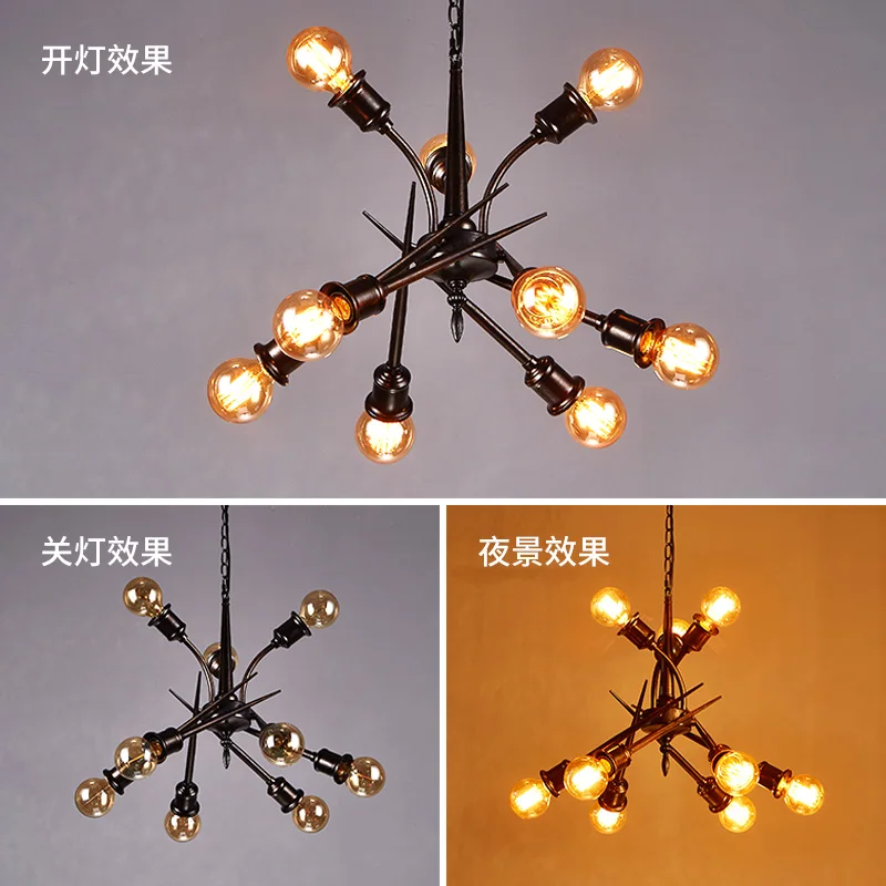 Loft Industrial Style Personality Creative Restaurant Bar With Decorative Chandelier Vintage Iron Engineering Lights | Лампы и