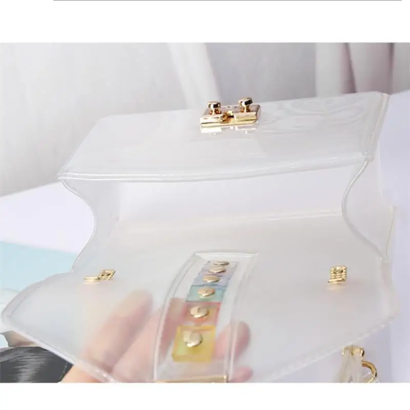 Brand Bags For Women 2020 Summer Handbag Designer Transparency Shoulder Crossbody Female Leather bag Rivets Ladies Purses | Багаж и сумки