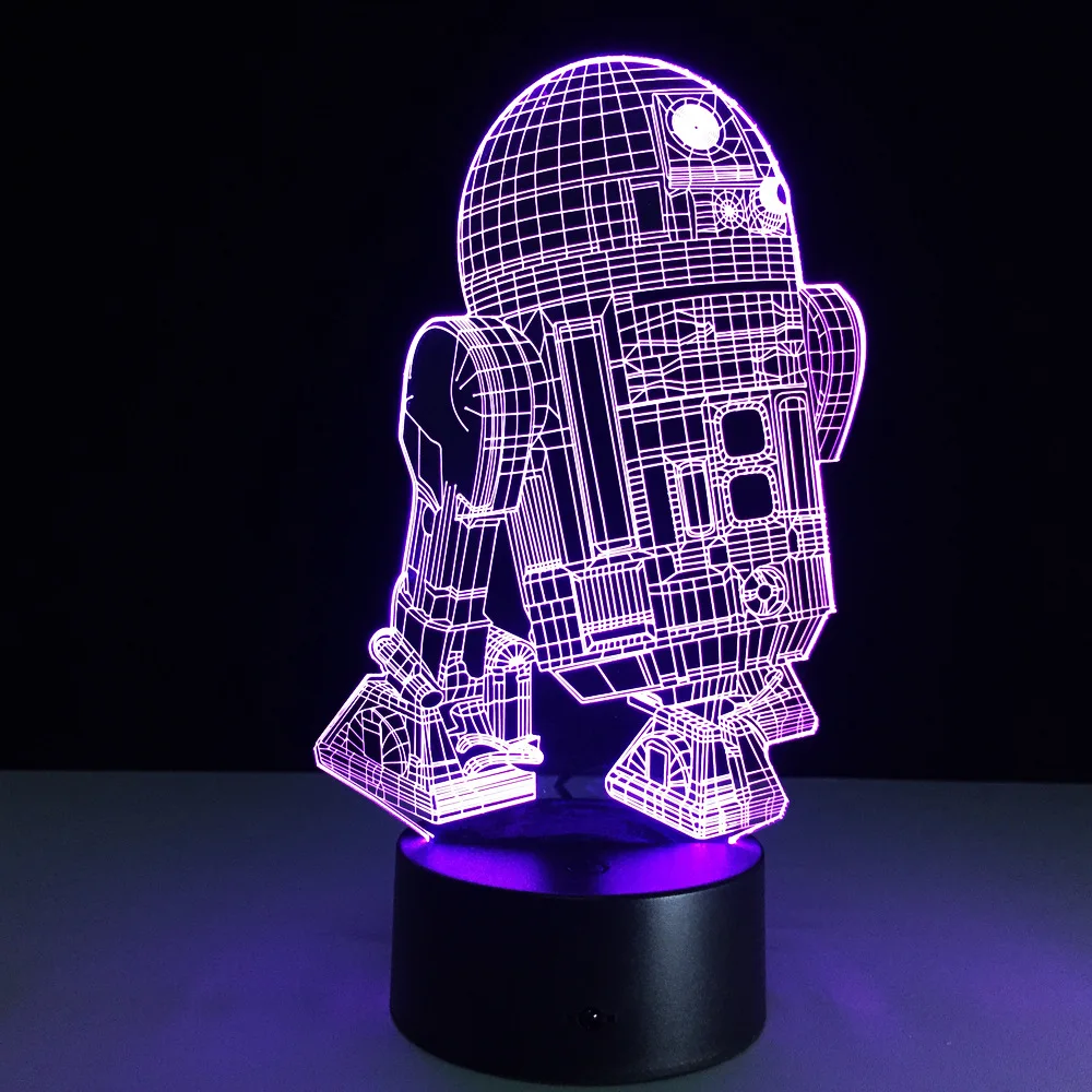 Робот Звездная война R2 3D игрушка лампа 7 цветов меняющая визуальные иллюзии