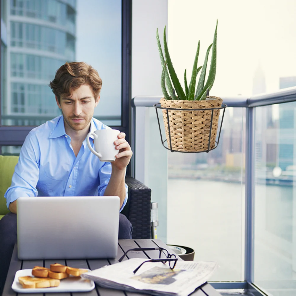 

4PCS Hanging Type Flowerpot Rack Succulents Pot Hanging Rack Balcony Flower Rack