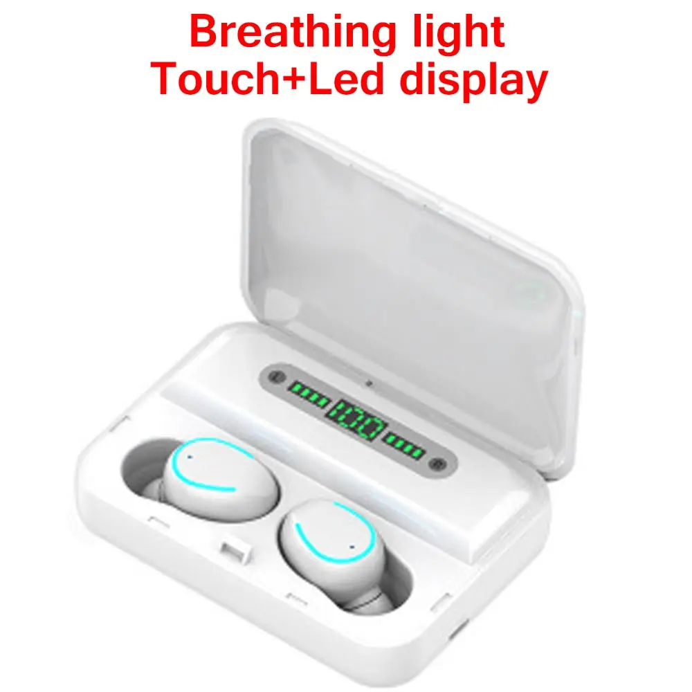 breath light white TWS светодиодный дисплей мини беспроводной стерео Bluetooth 5,0 наушники водонепроницаемый зарядный мини невидимая кнопка - Цвет: breath light white