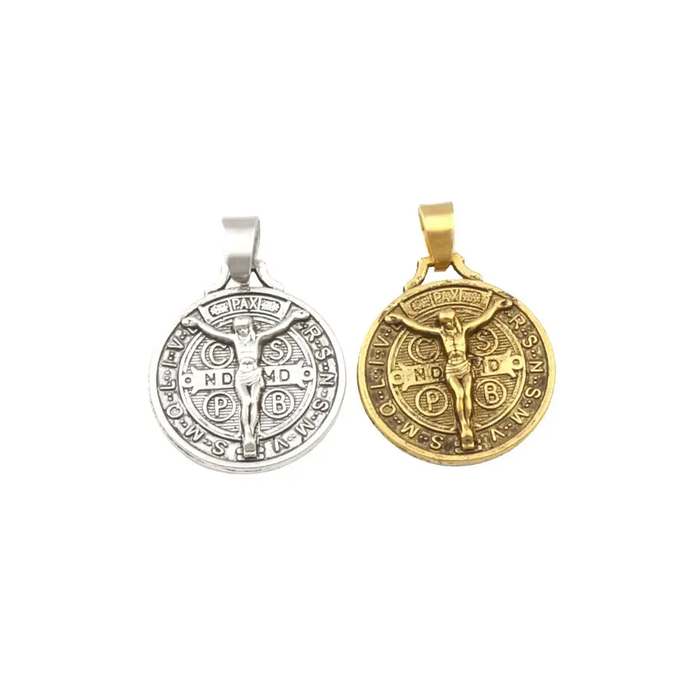 

100pcs Dangle Saint Jesus Benedict Nursia Patron Medal Crucifix Cross Charm Beads Fit Pendant Necklace Jewelry DIY 21.5x30.5mm
