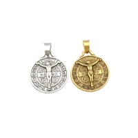 50pcs dangle saint jesus benedict nursia patron medal crucifix cross charm beads fit pendant necklace jewelry diy 21 5x30 5mm