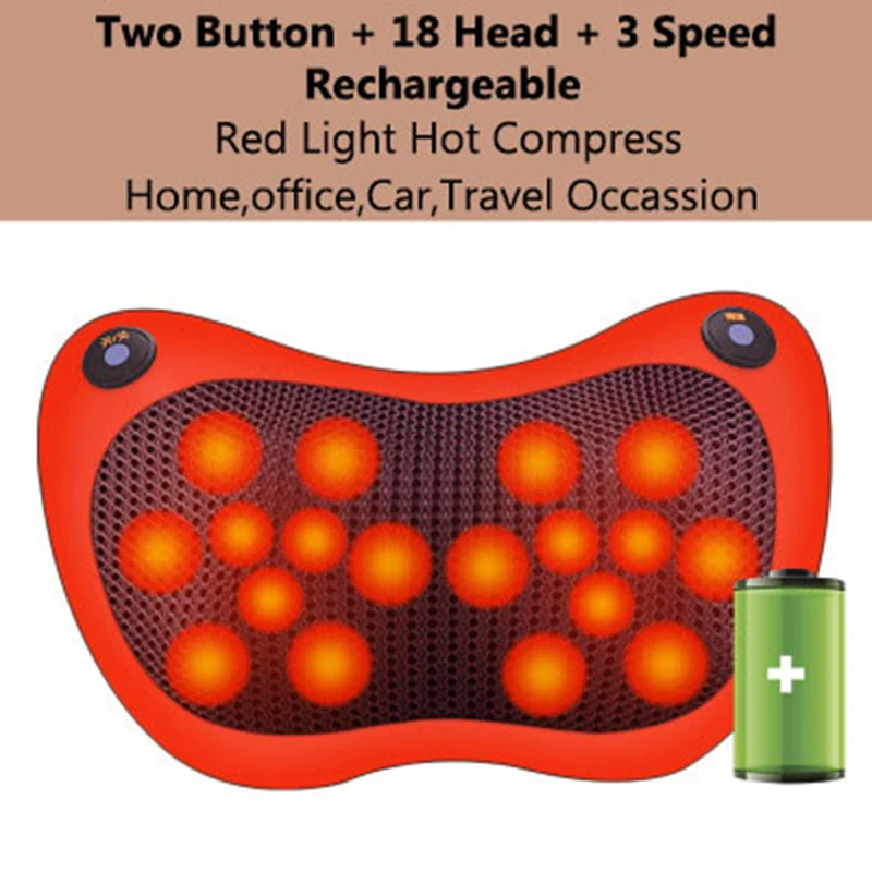 

Car Home Cervical Massage Pillow 18 Heads Back Massager With Heat Shiatsu Multifunctional Shoulder Massage with Deep Tissue