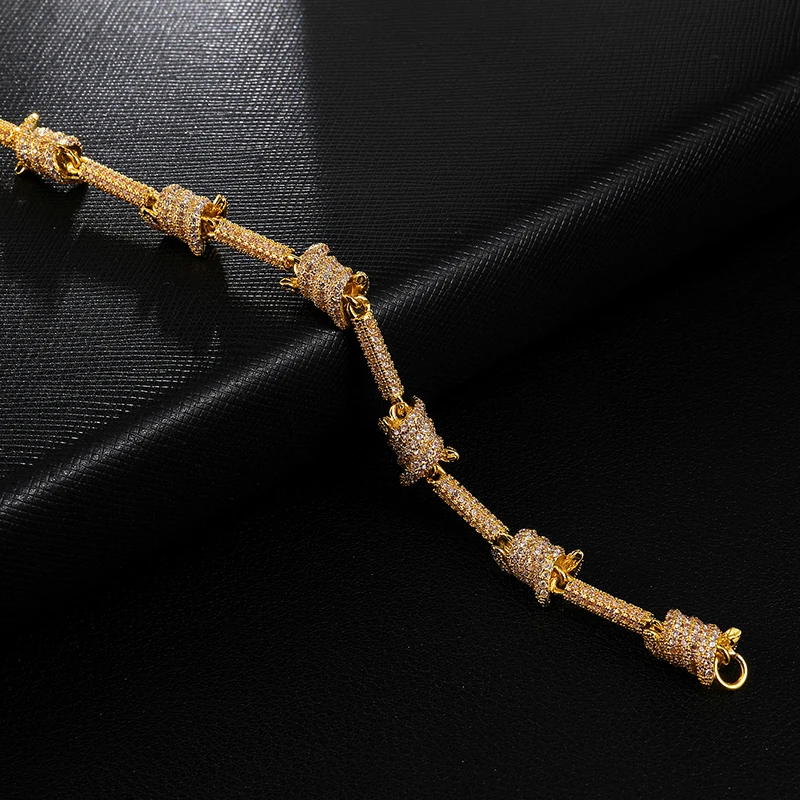 Браслет-цепочка Мужской со сверкающими фианитами 7 мм |